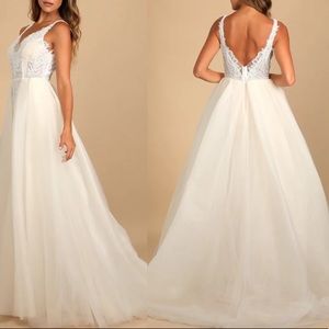 ❤️My Every Dream Cream Lace Beaded Sleeveless Maxi Dress